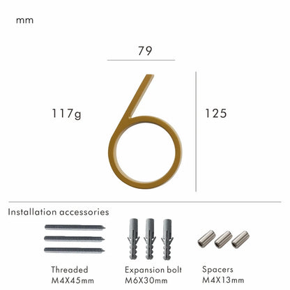 Nurlin 5 inchs 125mm Luxury Address Big House Numbers Modern Gold Black Silver Floating Signage Outdoor Digits Mailbox Sign