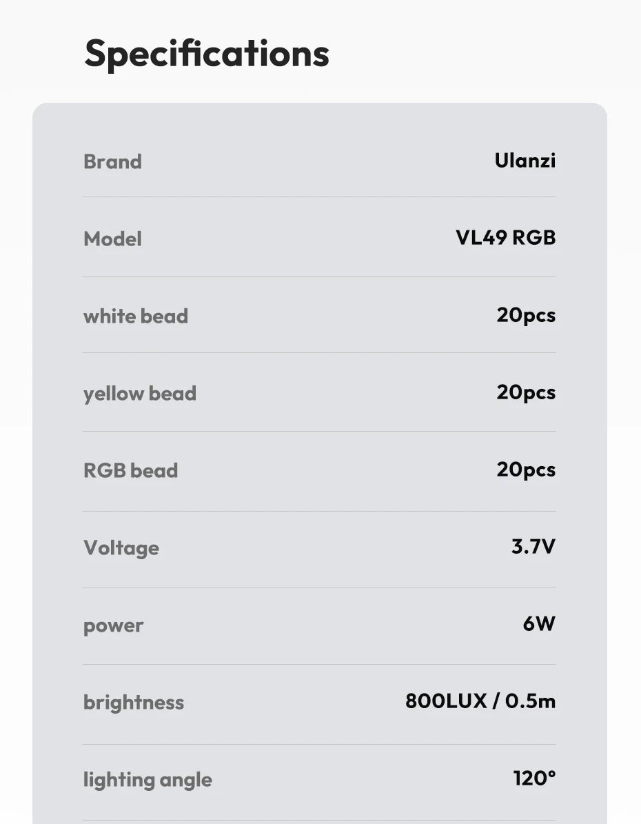 Ulanzi VL49 RGB Camera Light LED Video 2500K-9000K 800LUX Magnetic Mini Fill Light 3 Cold Shoe 2000mAh Type-C for Youtube