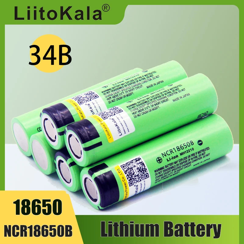 LiitoKala Original NCR18650B 34B 3,7V 18650 3400mAh wiederaufladbarer Lithium-Akku für Taschenlampen
