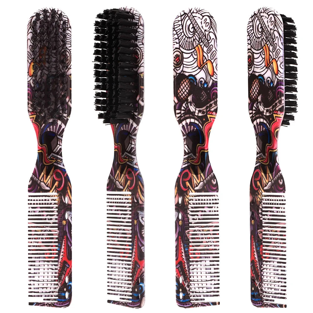Barbershop Double Sided Brush Professional Face Neck Broken Hair Cleaning Brush Men Beard Styling Comb Salon Home Tools Supplies