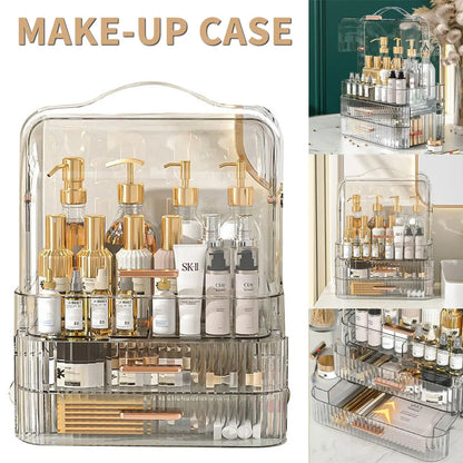 2025 Large White Cosmetic Skincare Organiser Make-Up Storage Case 2 Drawers Box