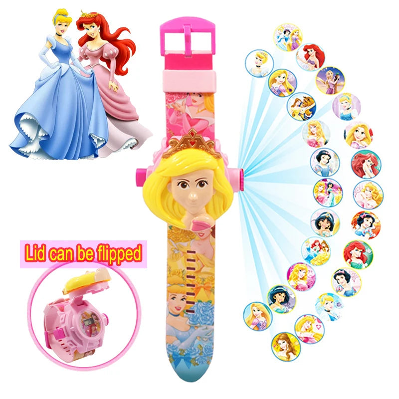 Disney Marvel Figure Spiderman Minnie McQueen 24 Projection Watch Digital Clock Student Wristwatches Kids Toy Boy Birthday Gifts