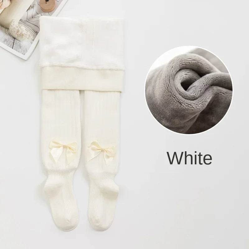 Winter Velvet Warm Tights For Girls Winter Cute Bowknot Cotton Children Pantyhose Newborn Toddler Baby Girls Tights 0 To 10 Yrs