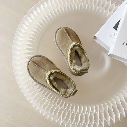 Kids Winter Slippers - Luxury Fur Lined Non-Slip Indoor Boots for Boys & Girls