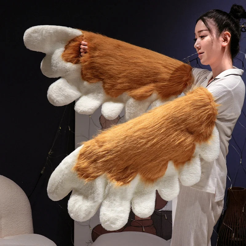 Cute 2D Cat Claw Plush Fursuit Kawaii Furry Cosplay Cat Claw Gloves Wings Cat Shoes Furry Boots Anime Party Cosplay Costume