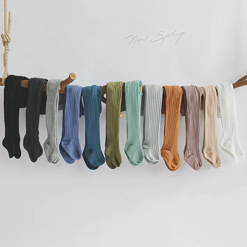 Girls Cotton Tights - Soft Knitted Pantyhose for Babies & Toddlers | Macaron Colours