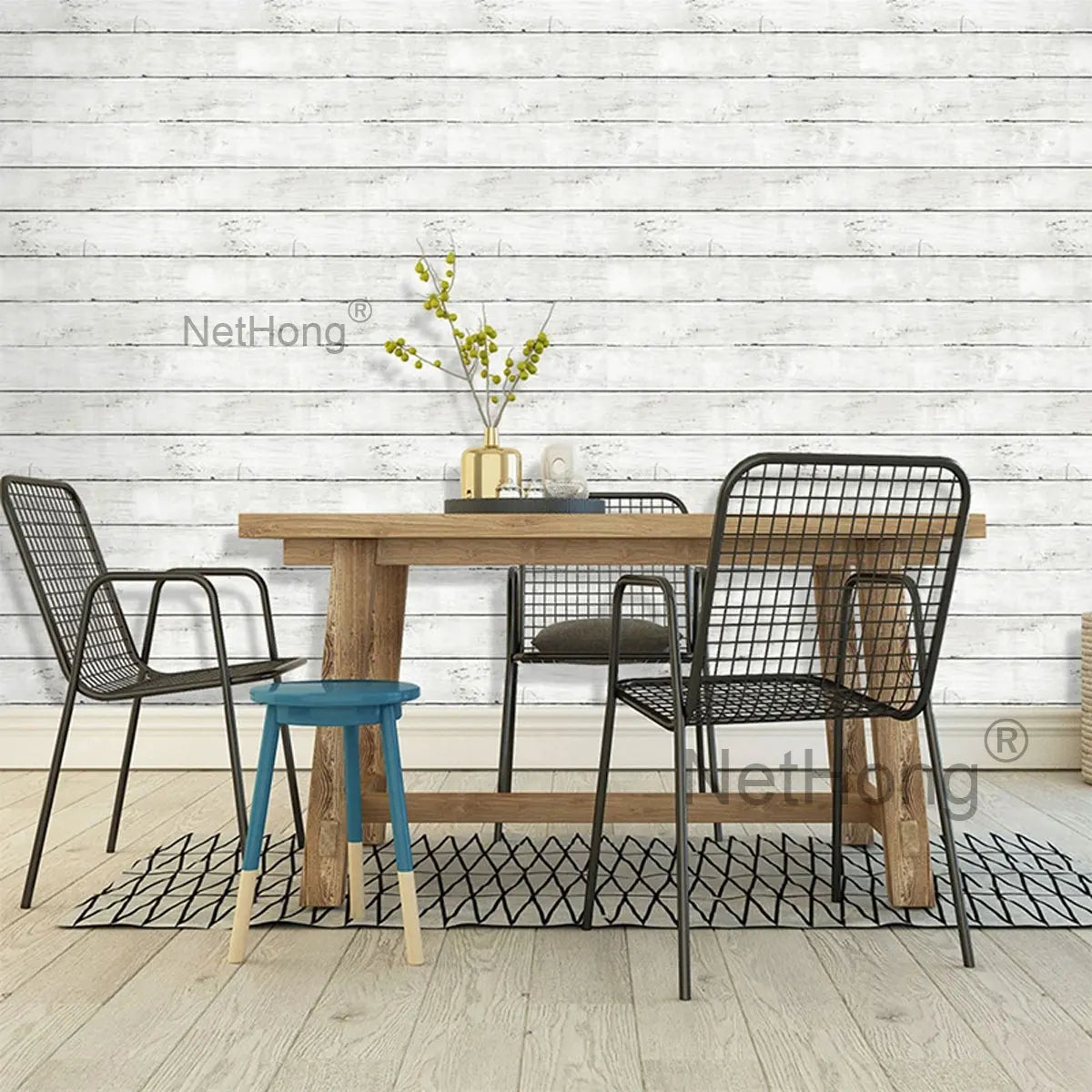 6M Vinyl Ivory white wood grain Wallpaper Stickers Self Adhesive Paper Waterproof