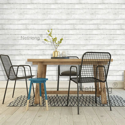 6M Vinyl Ivory white wood grain Wallpaper Stickers Self Adhesive Paper Waterproof