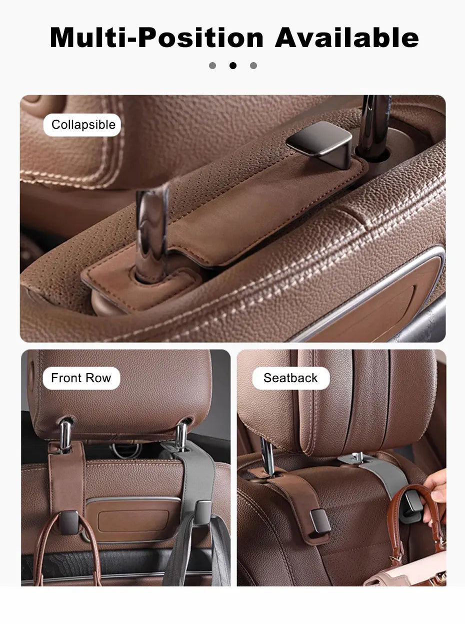 BLALION Car Seat Hook Hanger Hook Flip Leather Suede Auto Back Seat Headrest Hooks Storage Hanger Upgrade Car Interior Organizer
