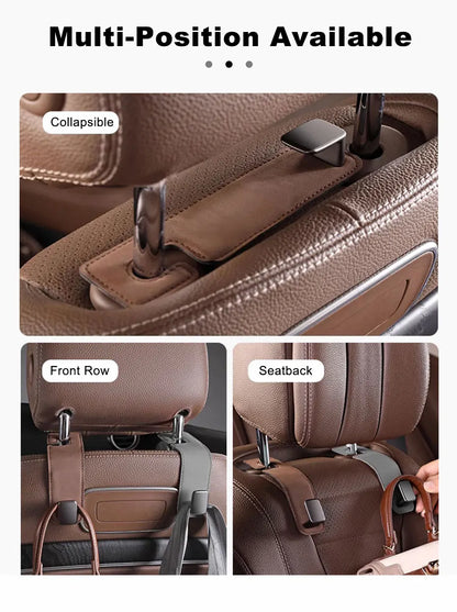 BLALION Car Seat Hook Hanger Hook Flip Leather Suede Auto Back Seat Headrest Hooks Storage Hanger Upgrade Car Interior Organizer