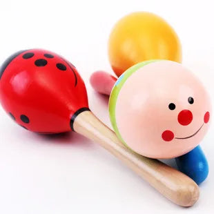 2pcs Colorful Wooden Small Rattles Maracas Beat Baby Educational Toys 0-12 Months Kids Gift for Newborns Funny Dolls