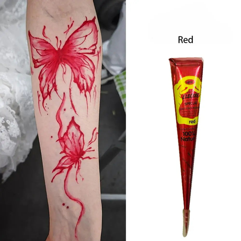 25g Indian Henna Dark Red Tattoo Paste Temporary Henna Cone For Tattoo Body Art Sticker Special Body Art Paint Henna