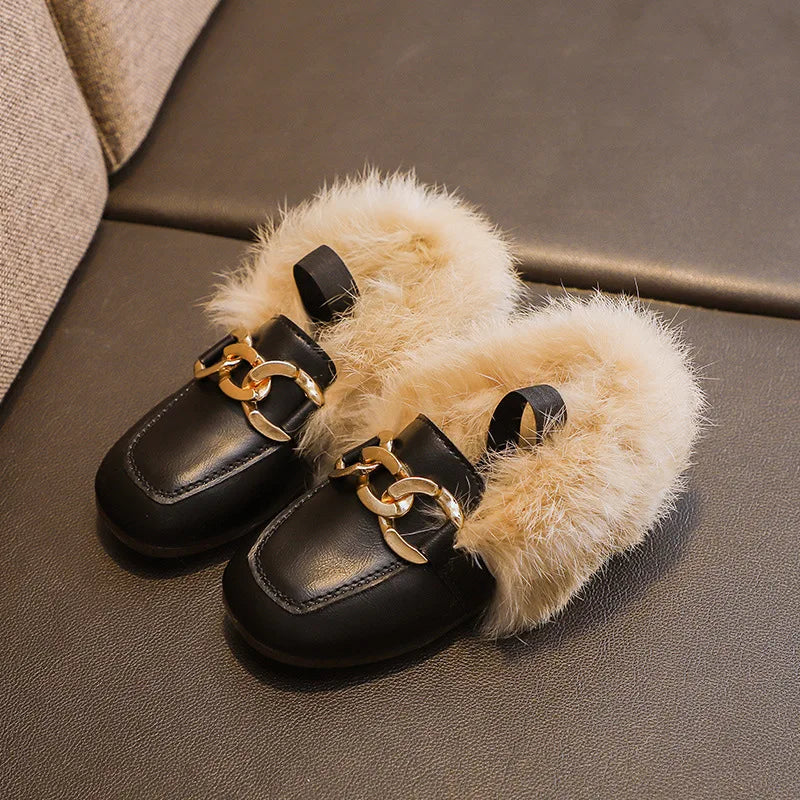 Kids Winter Slippers - Luxury Fur Lined Non-Slip Indoor Boots for Boys & Girls