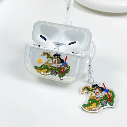 Dragon Ball Z Son Goku Anime Transparent Earphone Case for Airpods 4 1 2 3 Pro 2 Protective Shell with Pendant Headphone Cover