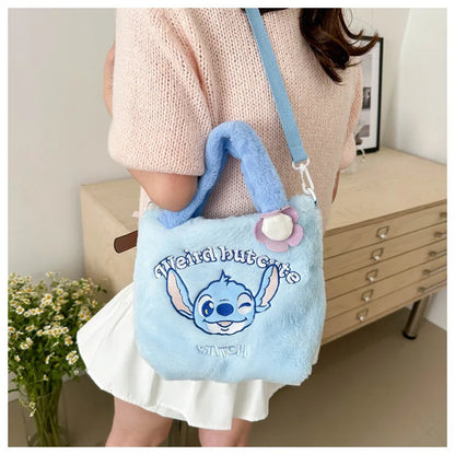 Stitch Women's Plush Shoulder Bags Large Capacity Ctue Crossbody Bag For Pretty Girl Makeup Bag