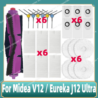 Compatible For 미디어 Midea V12 / Eureka J12 Ultra Main Side Brush Mop Cloth Filter Dust Bag Accessories Spare Replacement Parts