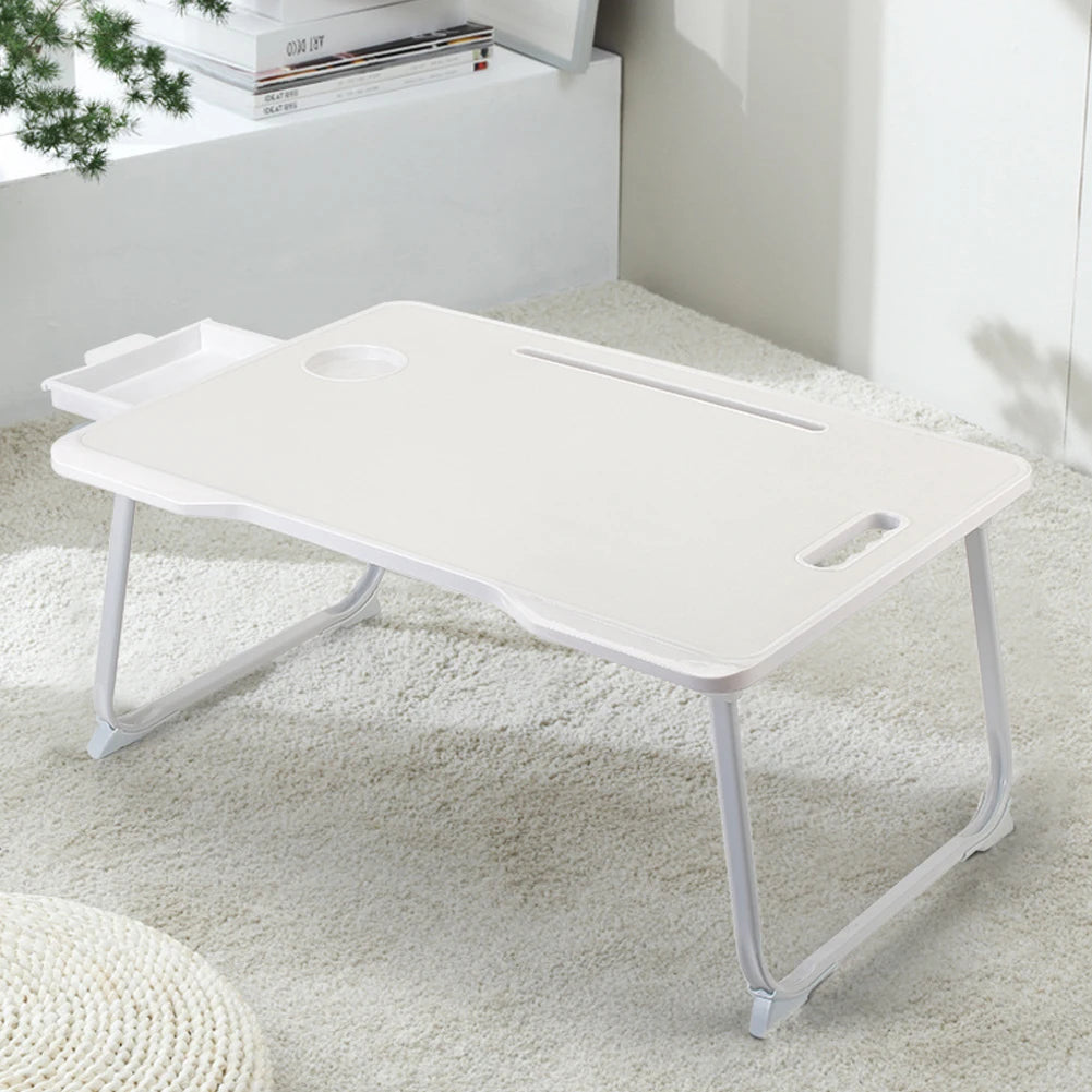 Foldable portable laptop bed desk with drawer for laptop, 60cmW x 42cmD x 28cmH