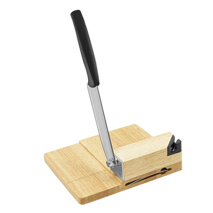 Manual Biltong Cutter & Beef Jerky Slicer Home Cutting Knife w/Oak Cutting Board Seat Guillotine