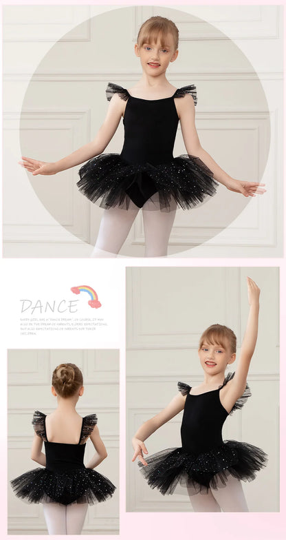 Girls Ballet Leotards Ballet Tutu Dress For Kids Dance Clothes With Skirt Gymnastics Dancewear Balleriana Clothes Short Sleeves