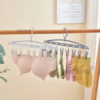 1/2pcs Sock Hanger Dryer Bra Laundry Drying Rack Underwear Clothes Hanger With Clips UK