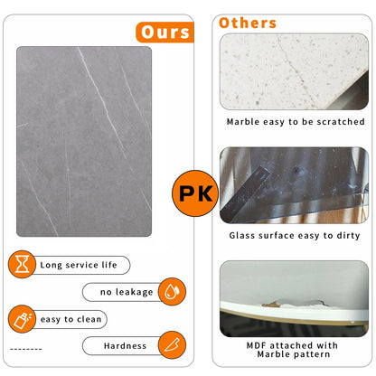 Marble Round Nesting Coffee Table, Side End Table, Accent Table, Metal Legs, Waterproof, Set of 2