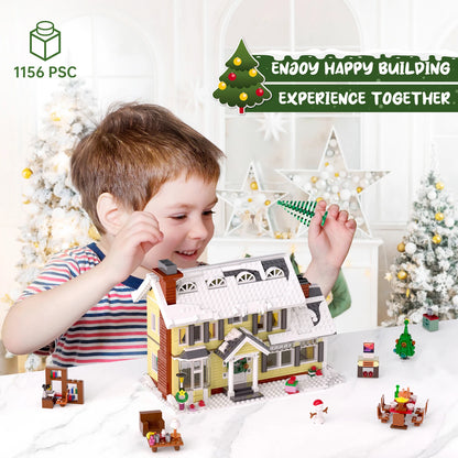 Christmas Vacation House Building Blocks Set Christmas Holiday Snow Village Toys Decor Gift for Adults and Boys Girls (1156 pcs)