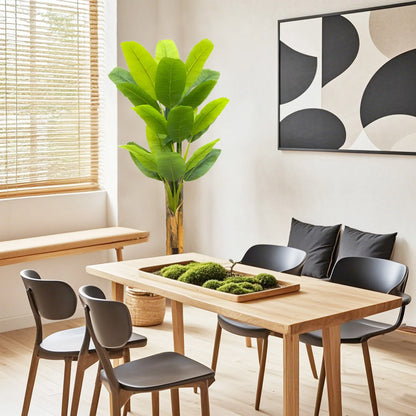 Artificial Banana Leaf Plant with Triple Stalks,Faux Banana Silk Tree,Tropical Fake Leaves Plants Indoor for Home Office