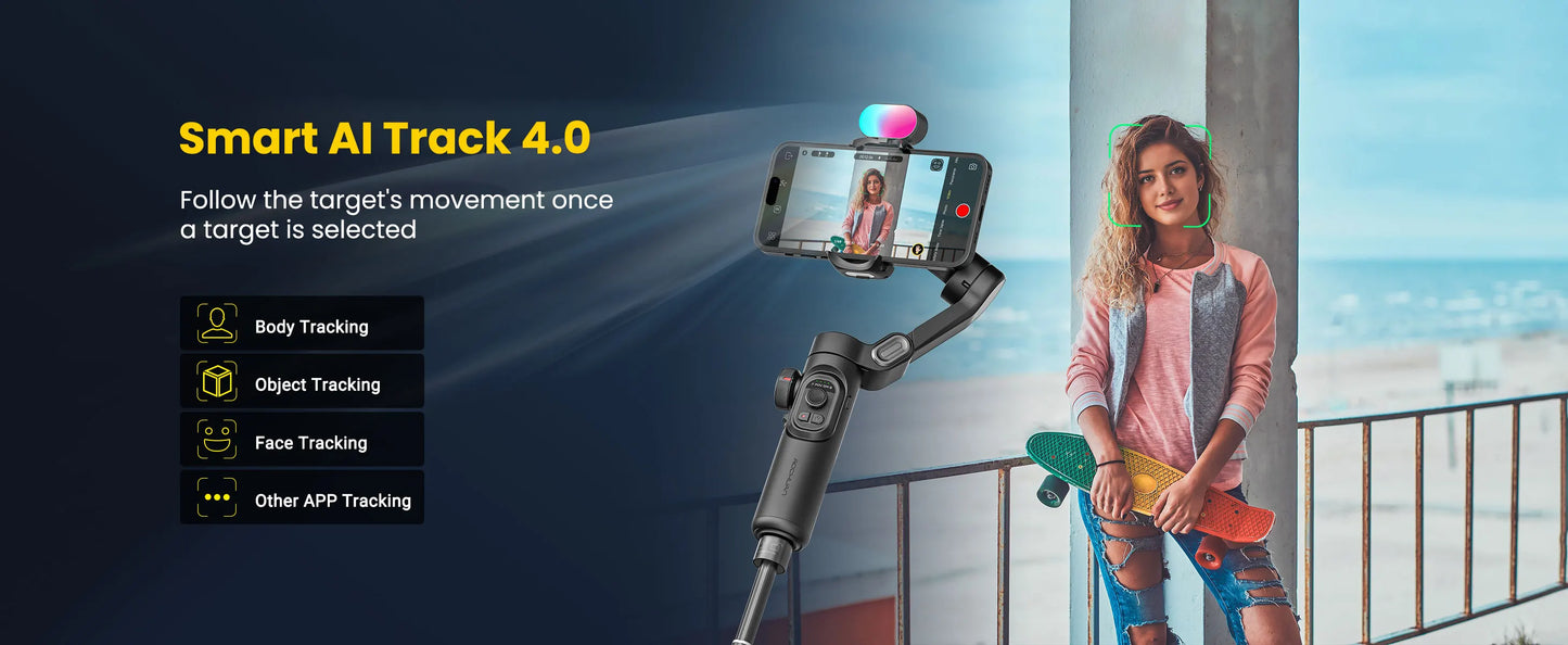 AOCHUAN Smart XE Combo1 3 Axis handheld Gimbal Stabilizer For iPhone and Android Smartphone Stabilizer With Extension Rod