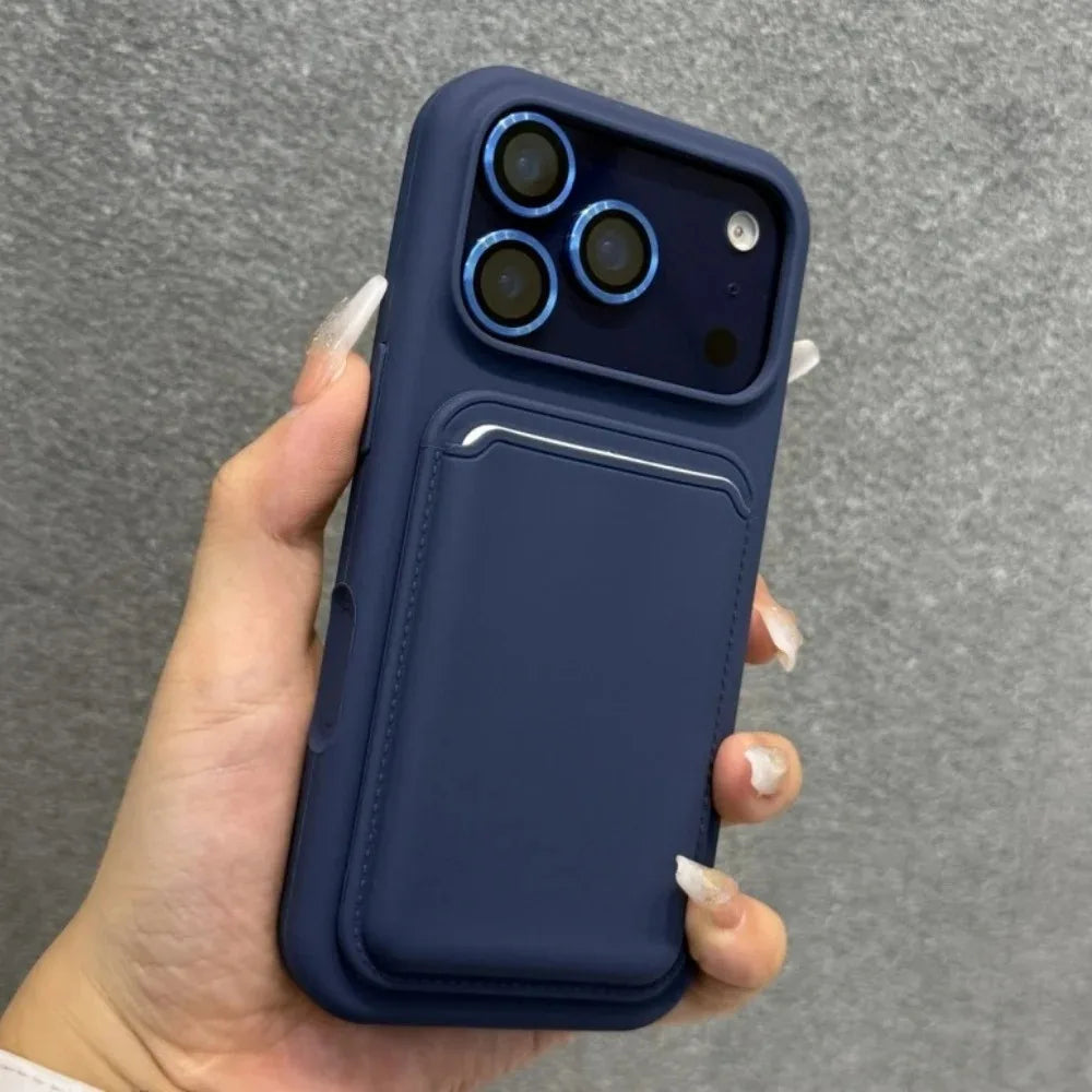 Luxury Magnetic Liquid Silicone Phone Case for IPhone 16 17 15 14 13 12 11 Pro Max with Magsafe Card Bag Wallet Shockproof Cover