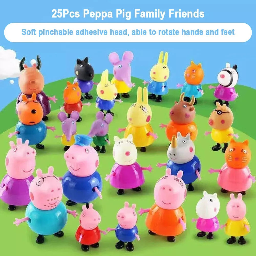 25Pcs Pepa Pig Toy Action Figure George Family Toys Mom and Dad Anime Party Toys Children's Holiday Gift