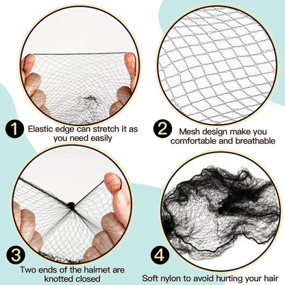 20 invisible hairnets and 40 U-shaped hair clips, suitable for women, ballet dancers, and flight attendants