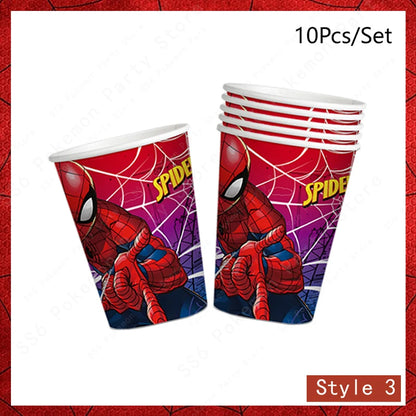Spiderman Birthday Party Decorations Disposable Tableware Plate Cup Napkins Bags Spidey Party Birthday Decoration Supplies Set