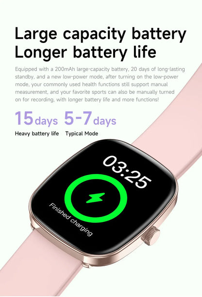 New Smart Watch Android IOS Phone 1.44 Inch Color Screen Bluetooth Call Blood Oxygen/Pressure Monitoring Smart Watch Women Men