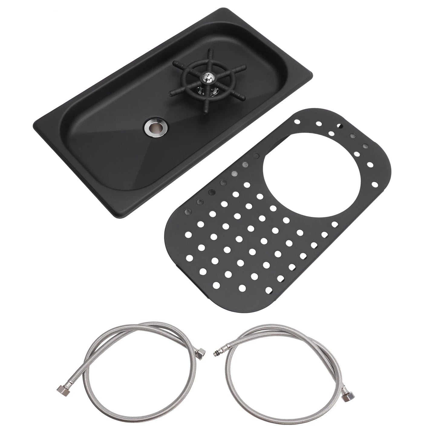 Built-in Cup Washer Stainless Steel Glass Cleaning Rinser High Pressure Cup Washer With Drain Drip Tray Hose For Bar Coffee Shop