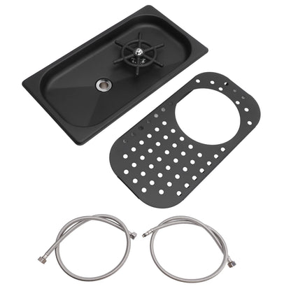 Built-in Cup Washer Stainless Steel Glass Cleaning Rinser High Pressure Cup Washer With Drain Drip Tray Hose For Bar Coffee Shop