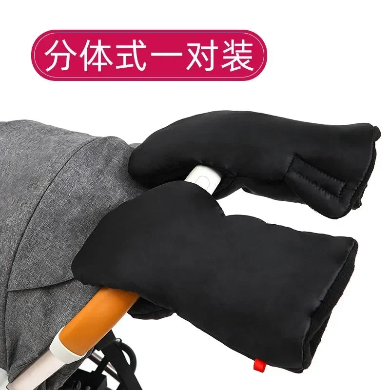 Baby Stroller Gloves Waterproof Warm Winter Antifreeze Mittens With Tissue Phone Bag Transparent Can Be Touch Screen