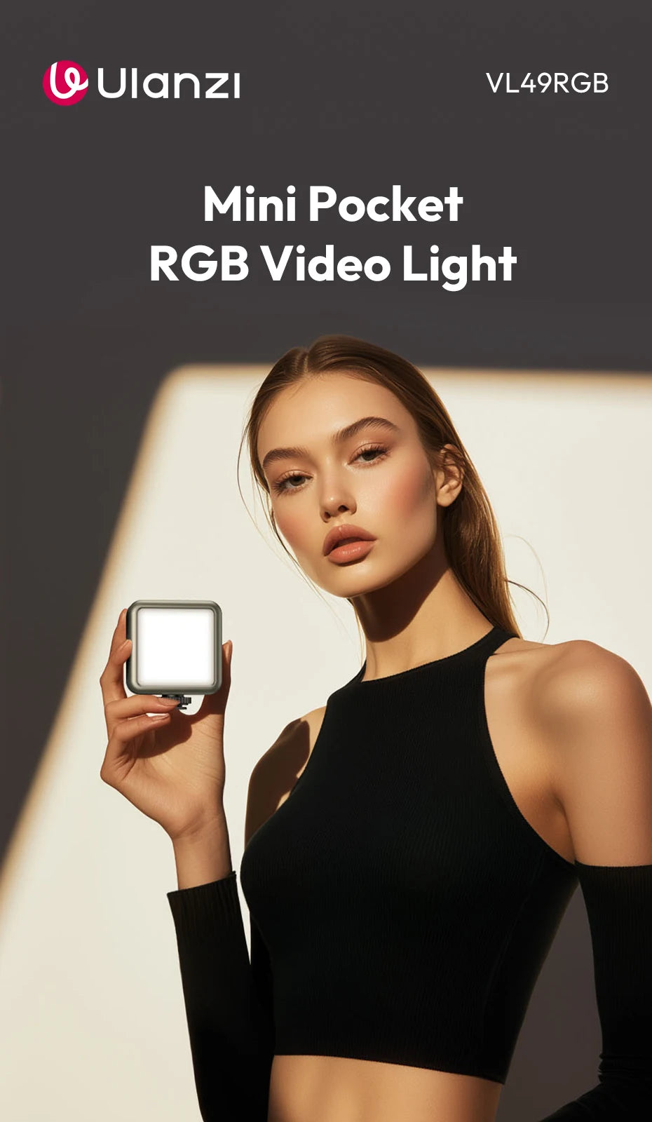 Ulanzi VL49 RGB Camera Light LED Video 2500K-9000K 800LUX Magnetic Mini Fill Light 3 Cold Shoe 2000mAh Type-C for Youtube