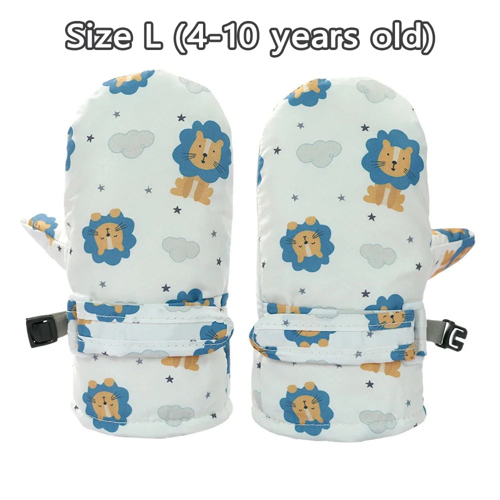 Kids Winter Ski Gloves - Waterproof Cartoon Mittens for Boys & Girls Age 4-6