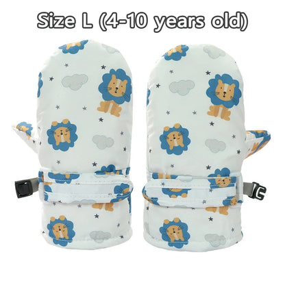 Kids Winter Ski Gloves - Waterproof Cartoon Mittens for Boys & Girls Age 4-6