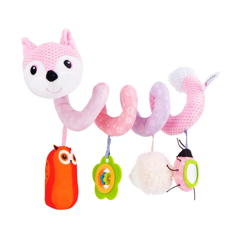 Newborns Spiral Hanging Activity Stroller Toy Baby Carseat Toy Black & White Lion Koala Rattle  for Crib Mobile Sensory Toy Gift