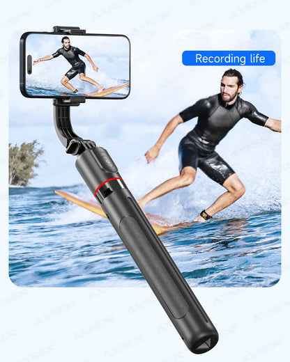 F15 Selfie Stick Tripod with Bluetooth Remote, 6-Section Extendable Pole, 360° Rotation, Fill Light Option, for Phone Vlog