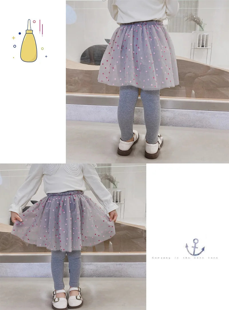 Girls Lace Princess Skirt Leggings - Premium Cotton Blend Pants for Kids Ages 2-6 Years