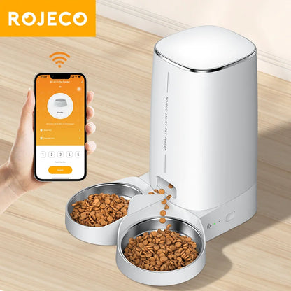 ROJECO WiFi Smart Pet Feeder — Automatic Cat & Dog Food Dispenser with App Control