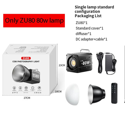 ZU80/ZU60 Photo Studio Light COB Bi-Color 2500-8500K CRI≥95 TLCI≥97 With Diffuser LED Video Lights Fill Lighting