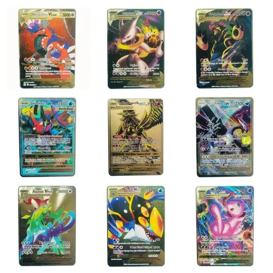 Pokemon 32Style Cards Gold Metal Pokemon Cards English  Hard Iron Cards Mewtwo Pikachu Gx Charizard Vmax Package Game Coll