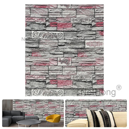Waterproof Brick Stone Wallpaper Self Adhesive Vinyl Wall Decor Sticker 70*77cm