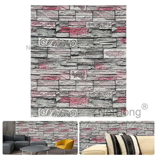 Waterproof Brick Stone Wallpaper Self Adhesive Vinyl Wall Decor Sticker 70*77cm
