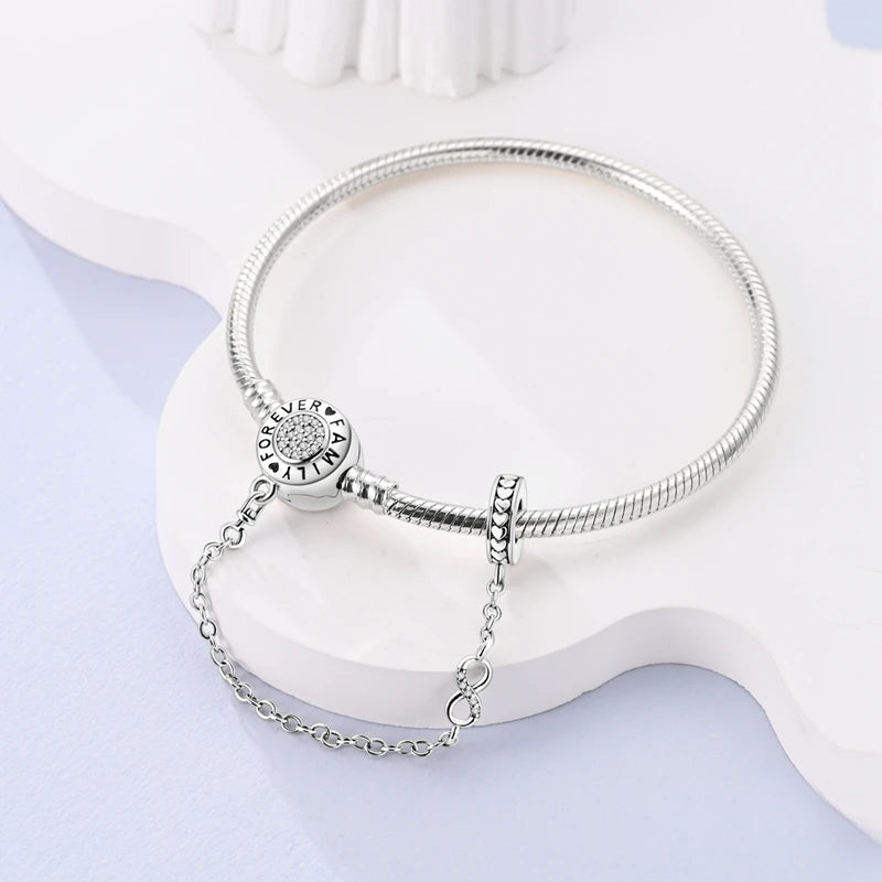 925 Sterling Silver Charm Bracelet - Leaf, Clover, Butterfly & Heart Design | 17-20cm Adjustable