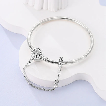 925 Sterling Silver Charm Bracelet - Leaf, Clover, Butterfly & Heart Design | 17-20cm Adjustable