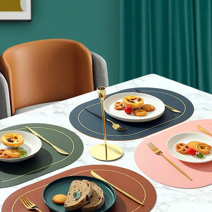 Table Leather Placemats Set of 1/4/6pcs,Washable for Dining,Heat-Resistant Non-Slip Insulation Waterproof Place Mats